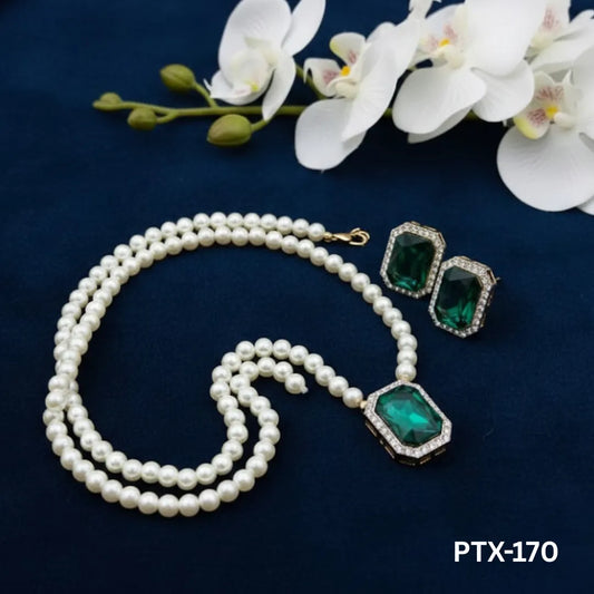 PTX-170 - Royal Green Stone - Jewellery Set