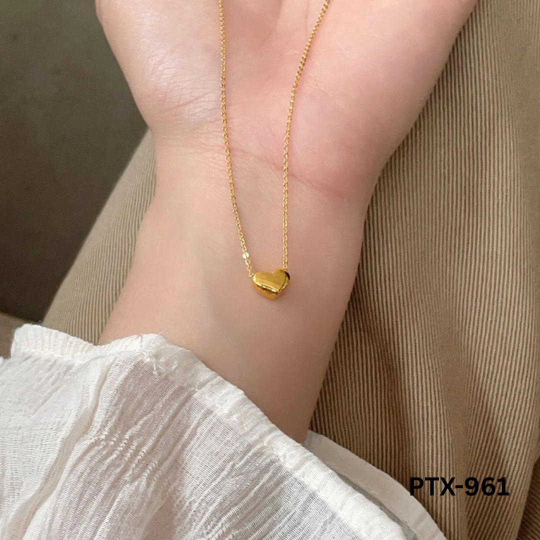 PTX-961 - Golden Heart Shape - Necklace - BSM WHOLESALE