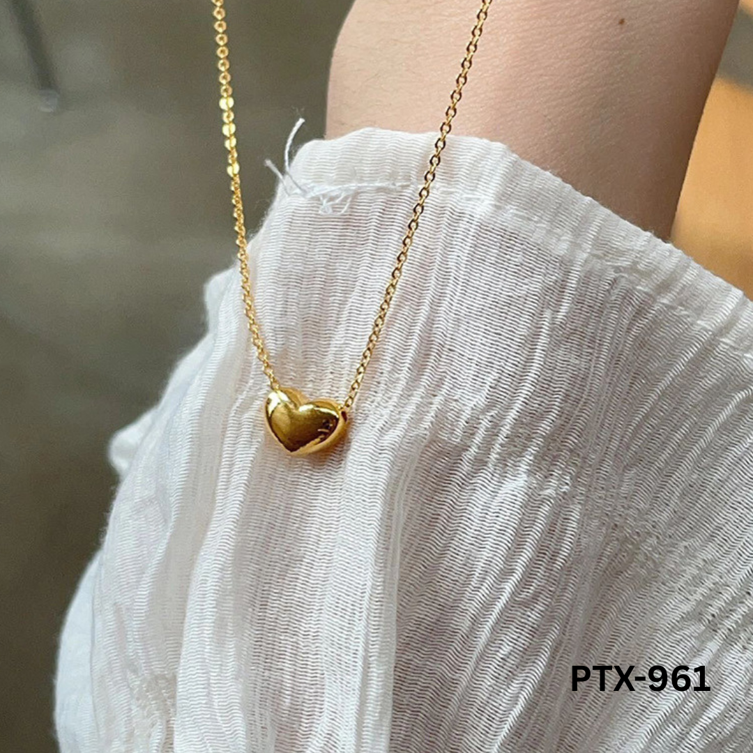 PTX-961 - Golden Heart Shape - Necklace - BSM WHOLESALE