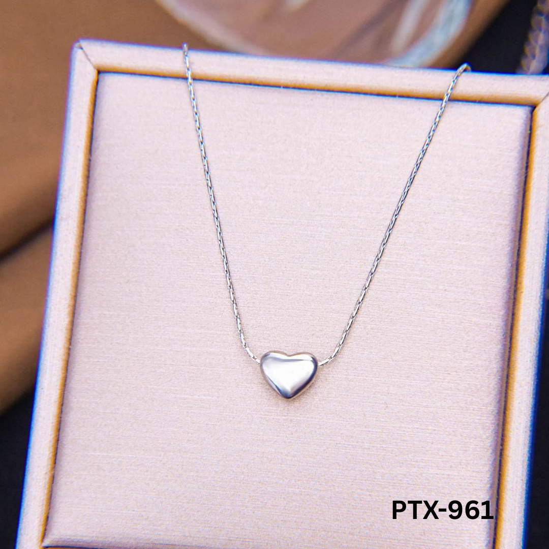 PTX-961 - Silver Heart Shape - Necklace - BSM WHOLESALE
