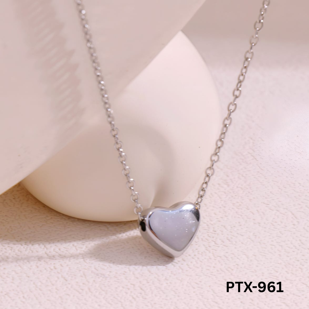 PTX-961 - Silver Heart Shape - Necklace - BSM WHOLESALE
