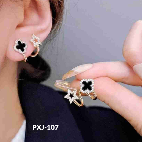 PXJ-107 Golden Sparkling Clover Star Earings By BSM - BSM WHOLESALE