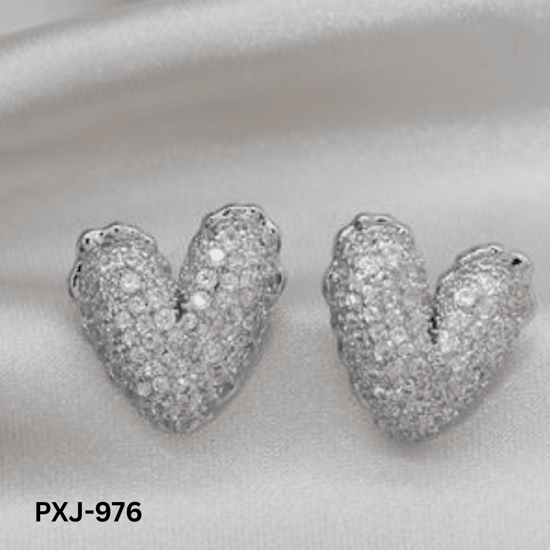 PXJ-976 - Silver Heart - Earrings - BSM WHOLESALE