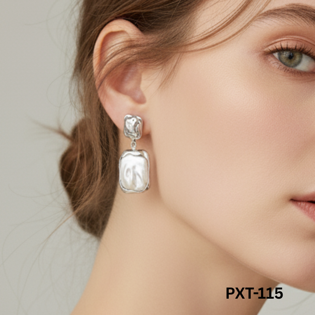PXT-115 - Silver White Stone - Earrings - BSM WHOLESALE