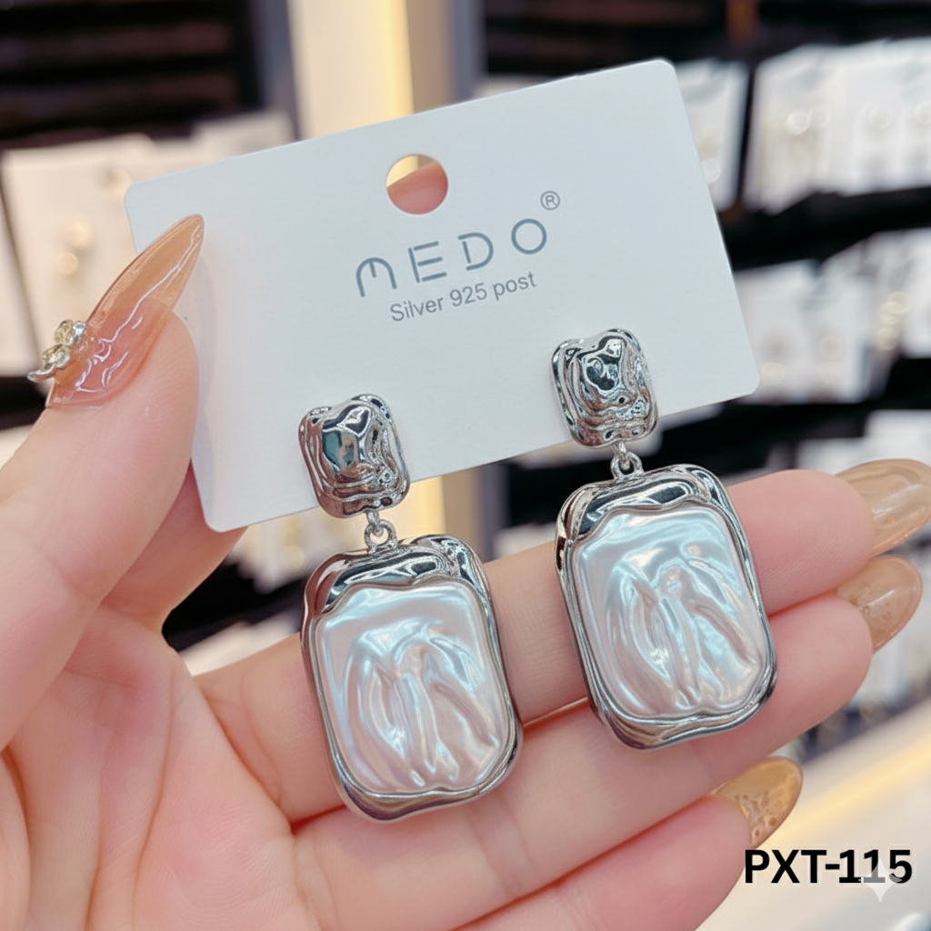 PXT-115 - Silver White Stone - Earrings - BSM WHOLESALE