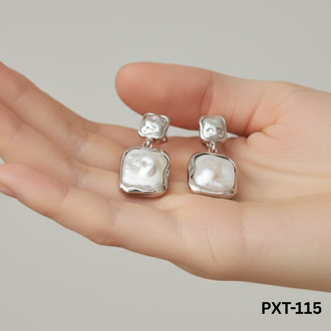 PXT-115 - Silver White Stone - Earrings - BSM WHOLESALE