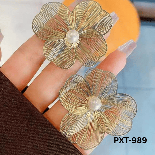 PXT-989 Golden  Foil Pearl Korean Earrings By BSM - BSM WHOLESALE