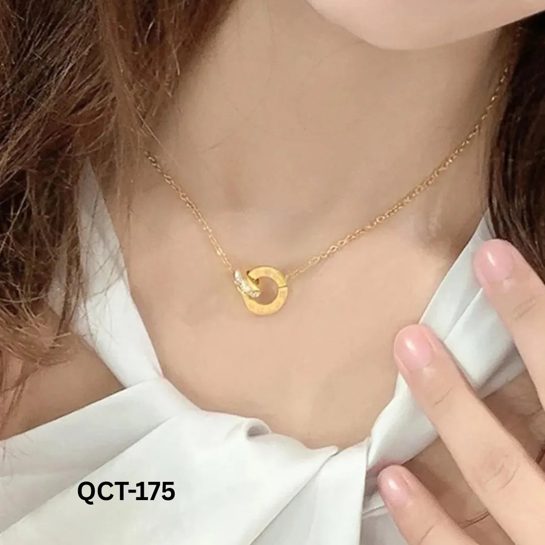 QCT-175 - Golden Roman Necklace - Stainless Steel