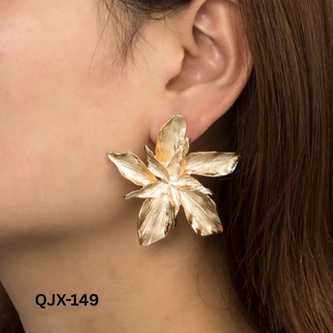 QJX-149 - Golden Flower Shape - Earrings