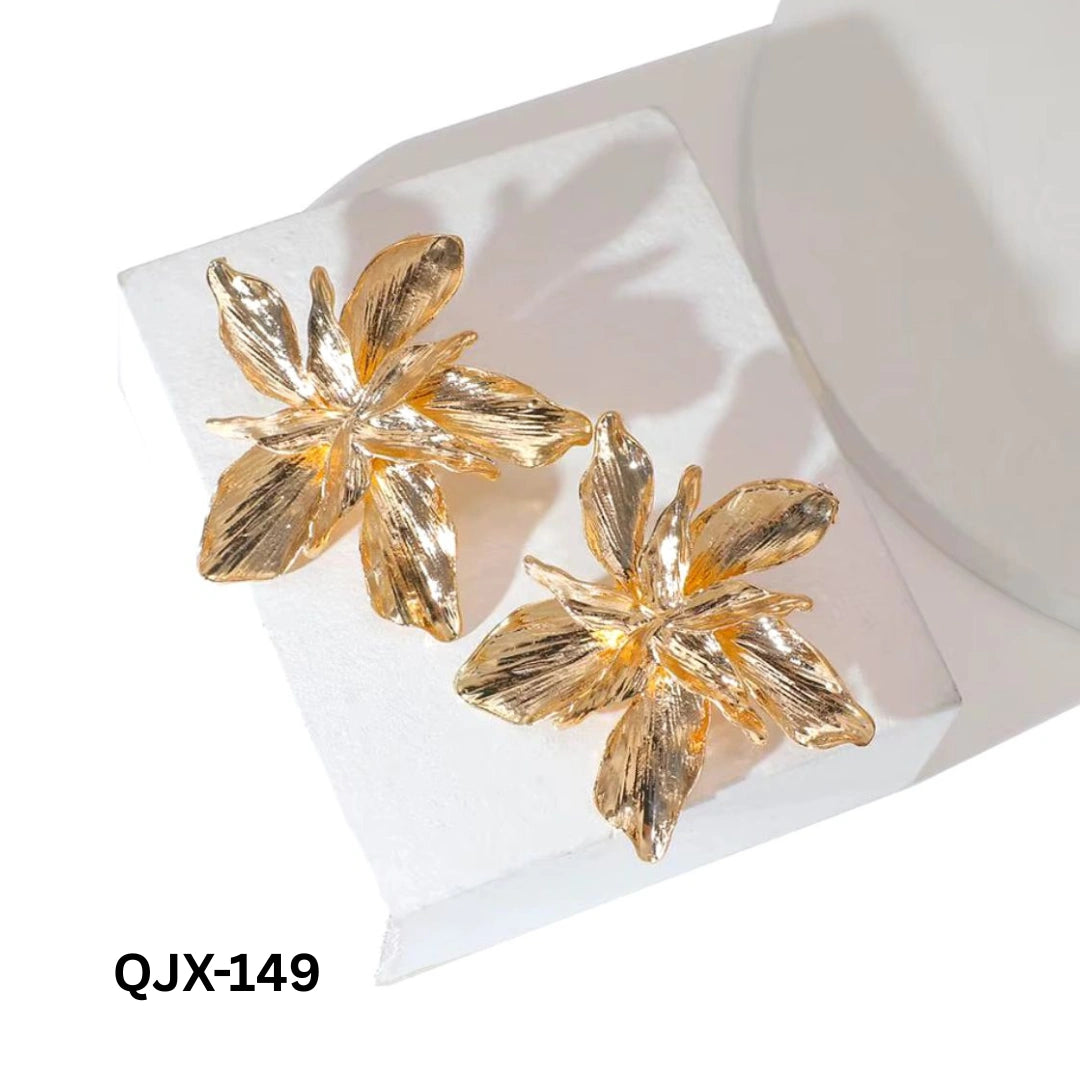 QJX-149 - Golden Flower Shape - Earrings