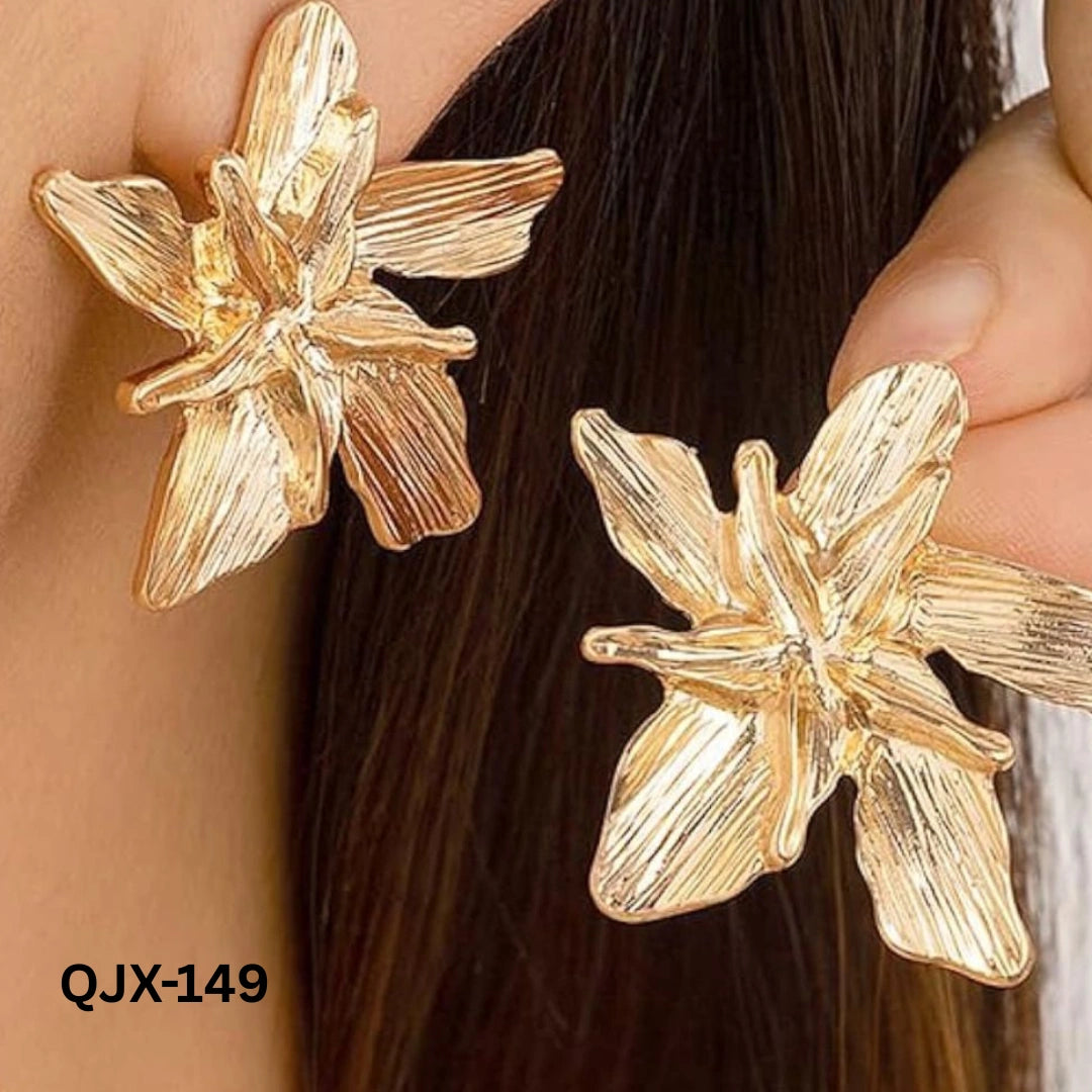 QJX-149 - Golden Flower Shape - Earrings