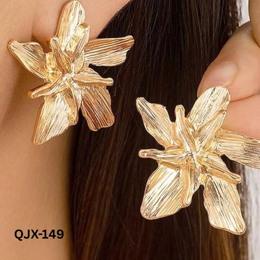 QJX-149 - Golden Flower Shape - Earrings