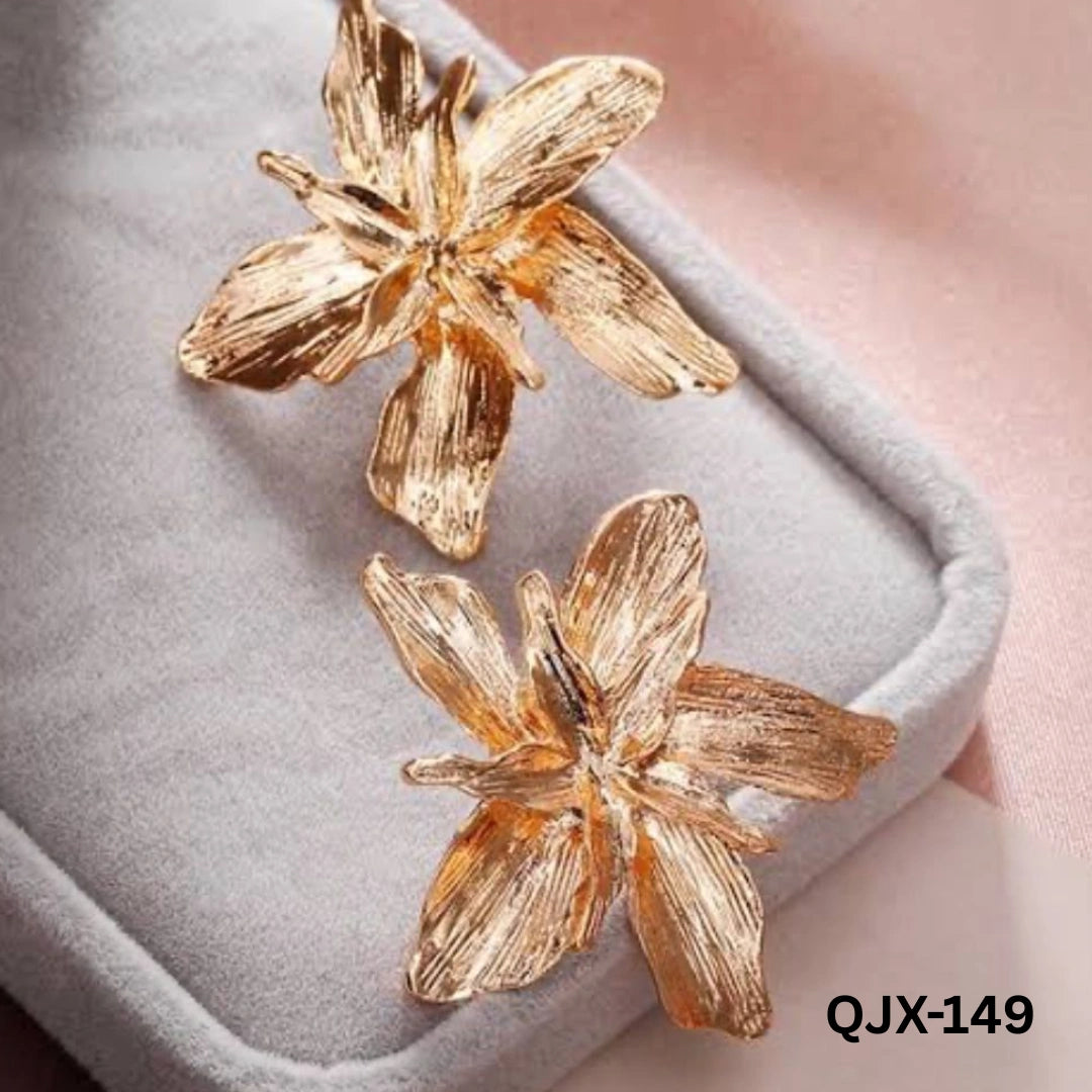 QJX-149 - Golden Flower Shape - Earrings