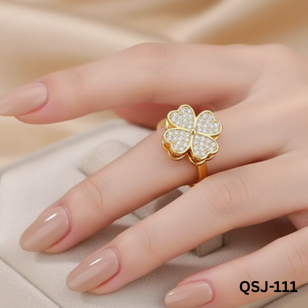 QSJ-111 - Golden Clover - Rings - BSM WHOLESALE