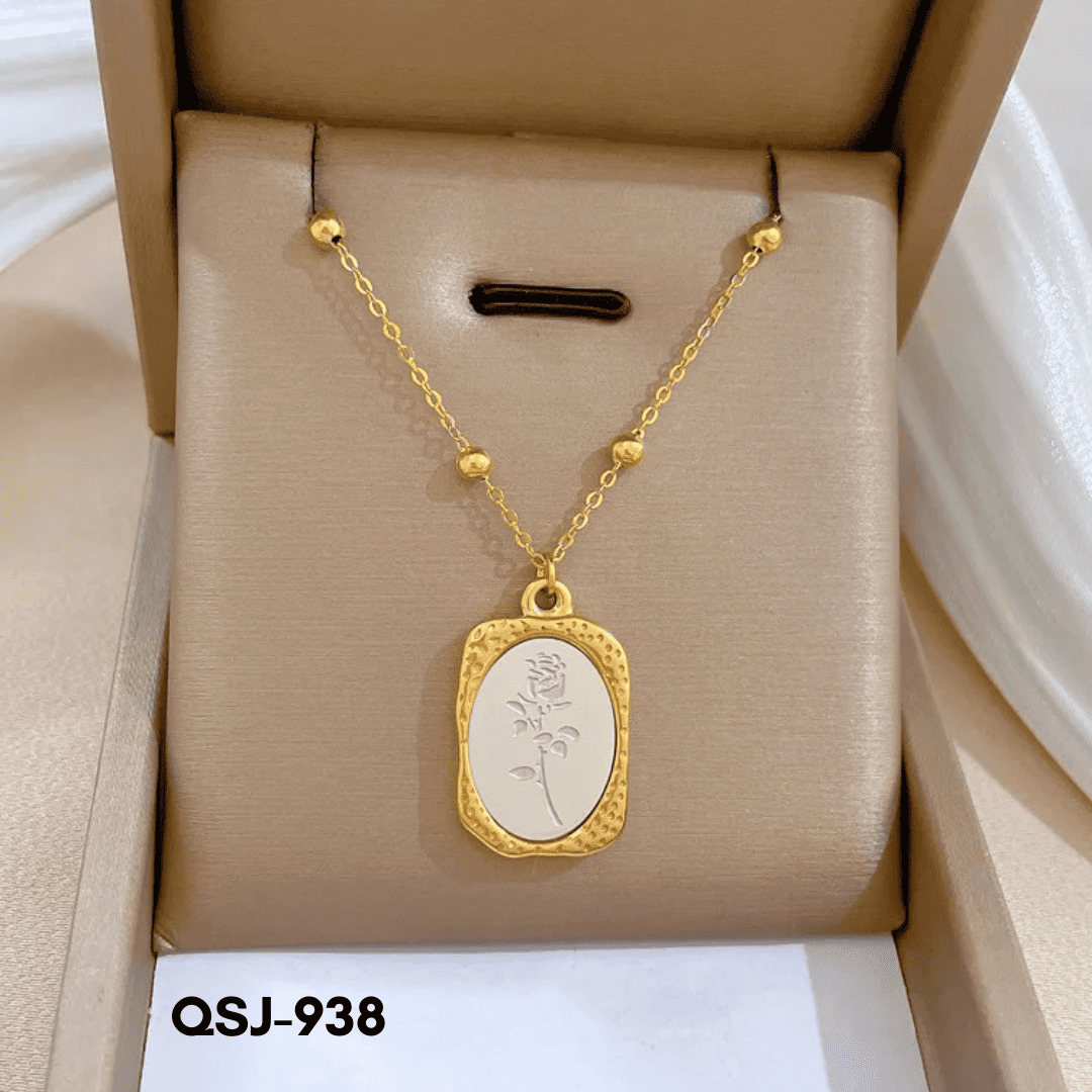 QSJ-938 - Engraved Flower - Necklace - BSM WHOLESALE