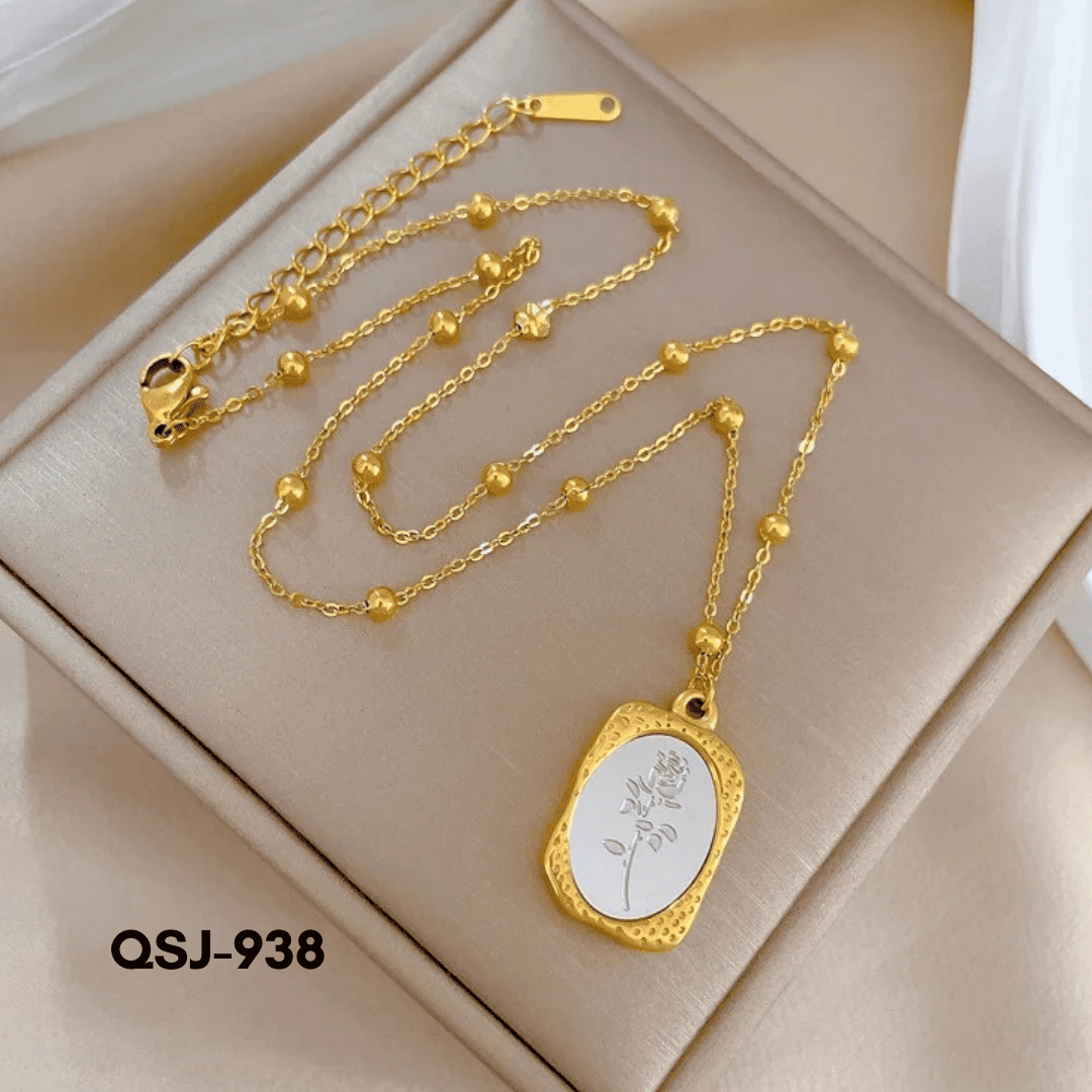 QSJ-938 - Engraved Flower - Necklace - BSM WHOLESALE
