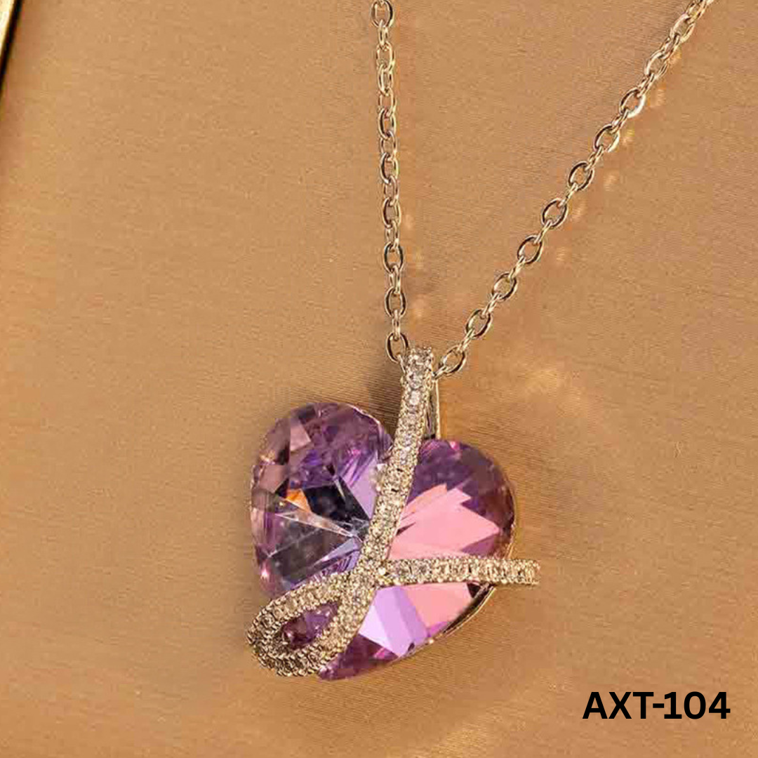 QWJ-128 - Golden Blue Crystal - Necklace - BSM WHOLESALE