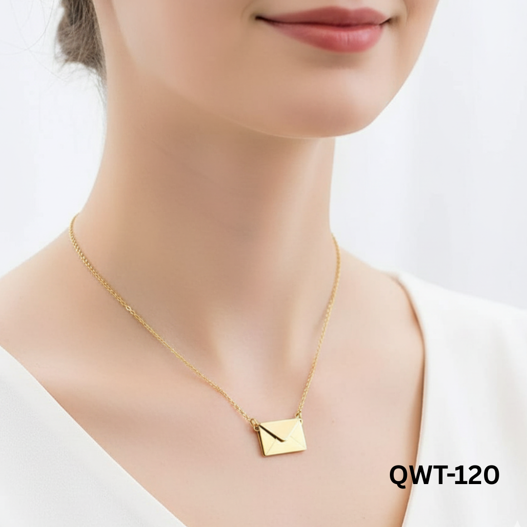 QWT-120 - Golden Envelope - Necklace - BSM WHOLESALE