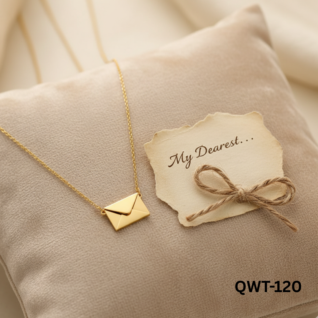 QWT-120 - Golden Envelope - Necklace - BSM WHOLESALE