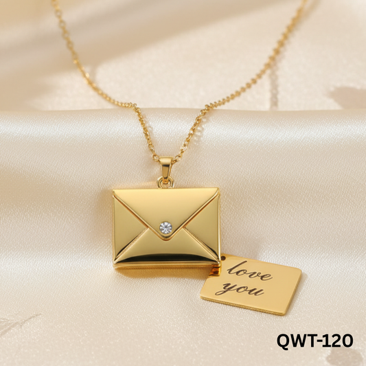 QWT-120 - Golden Envelope - Necklace - BSM WHOLESALE