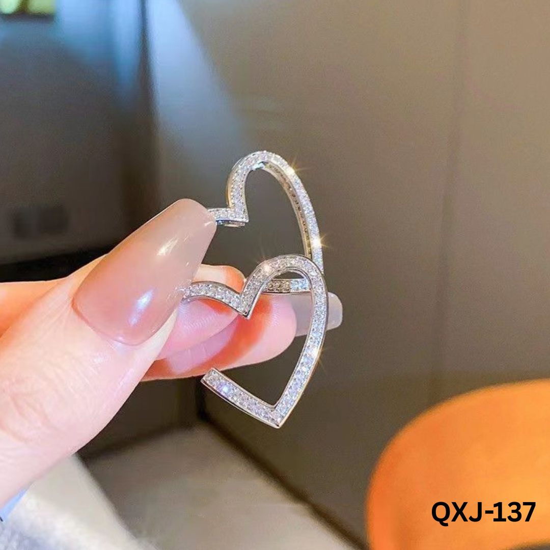 QXJ-137 - Golden Heart - Earrings - BSM WHOLESALE