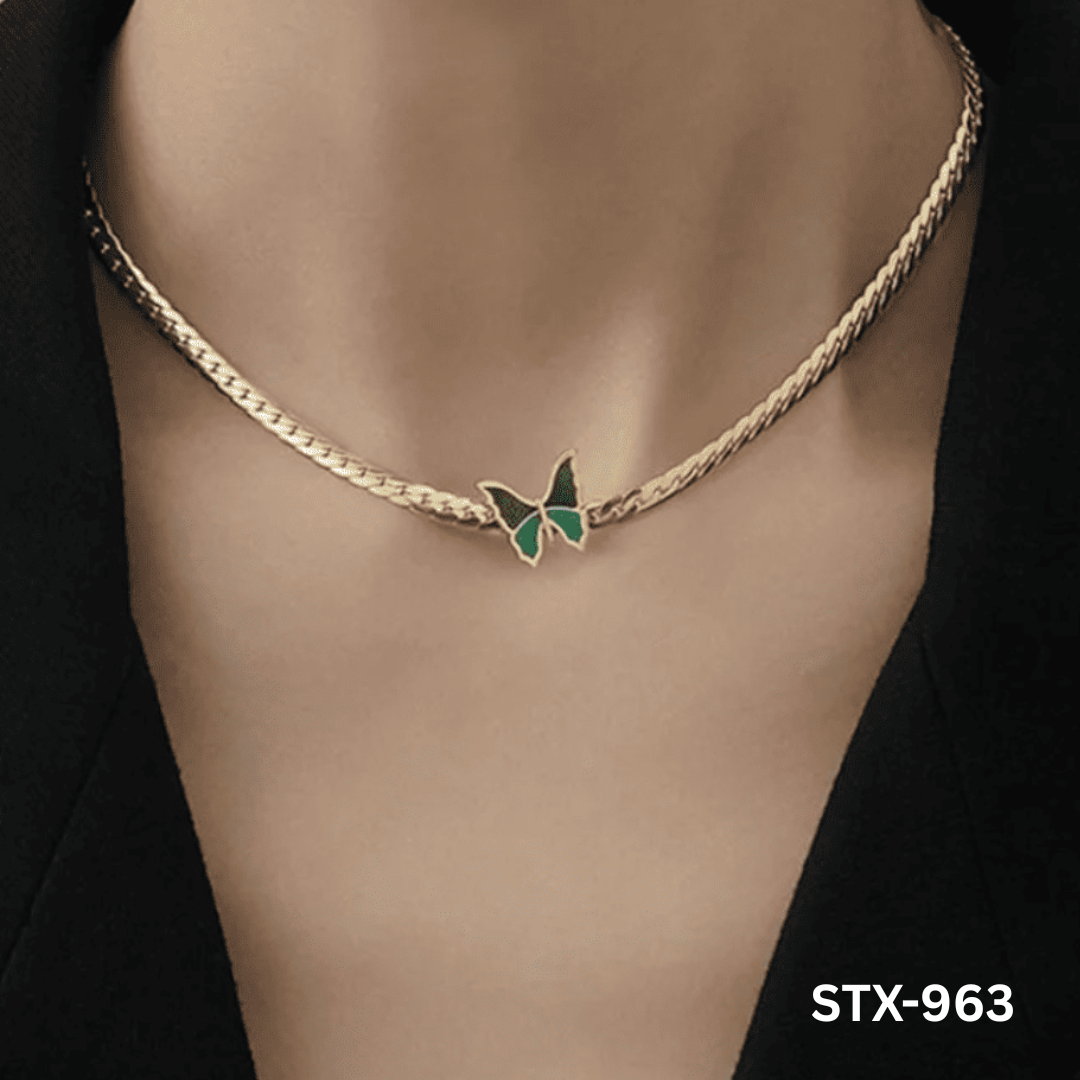 STX-963 - Green Butterfly - Necklace - BSM WHOLESALE