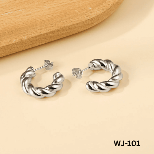 WJ-101 Silver Twisted Elegant Sparkling Earings By BSM - BSM WHOLESALE