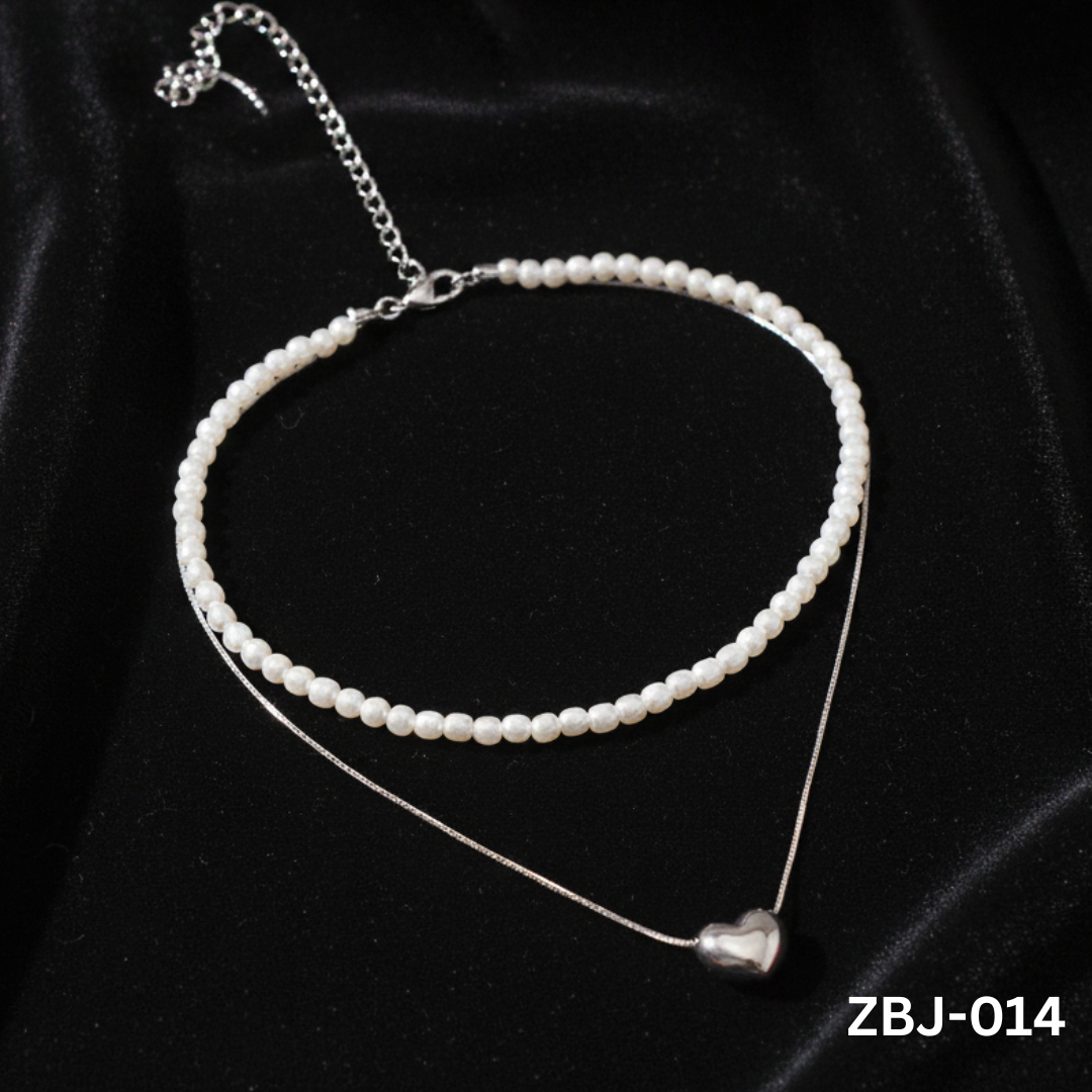 ZBJ-014 - Double Layer Heart - Necklace - BSM WHOLESALE