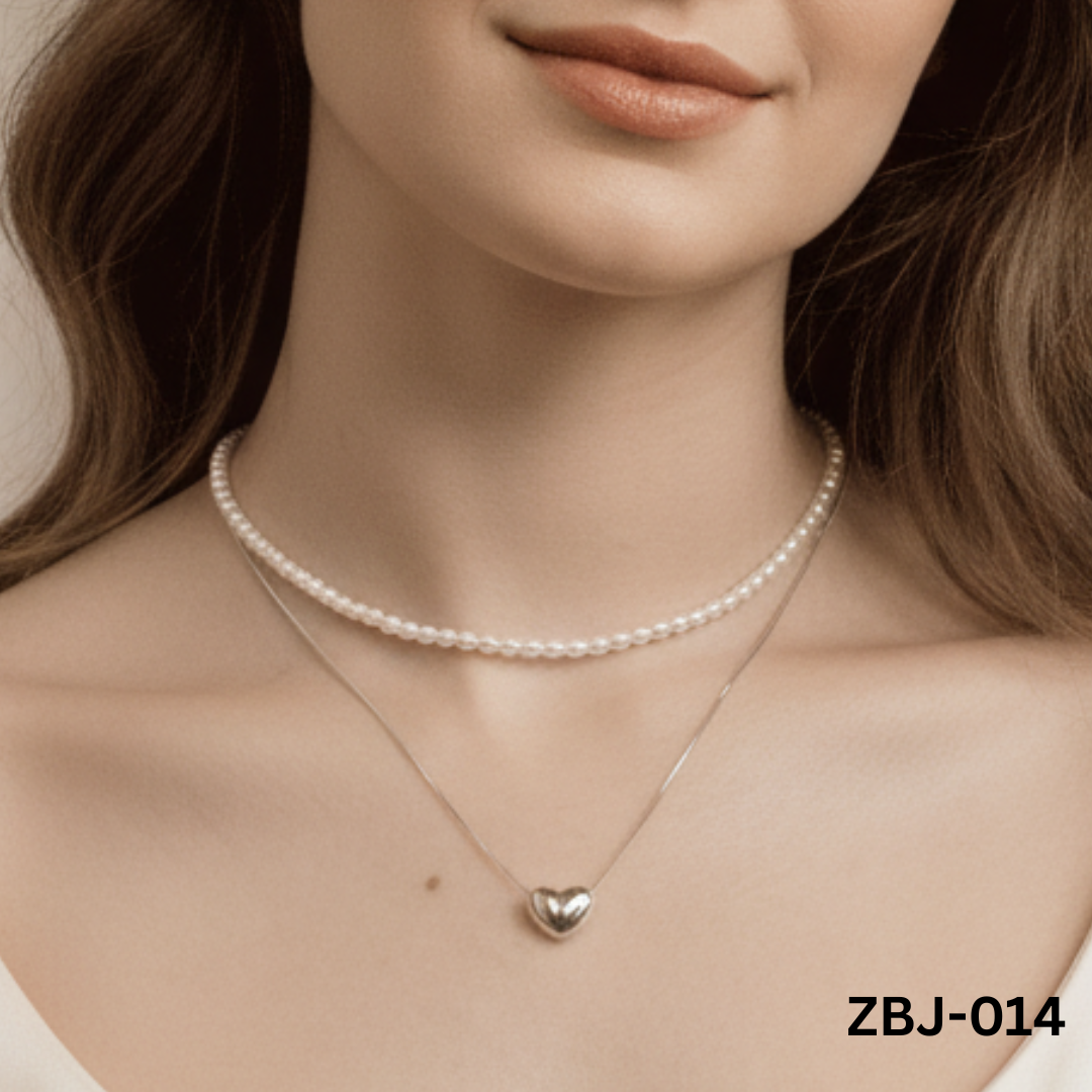 ZBJ-014 - Double Layer Heart - Necklace - BSM WHOLESALE