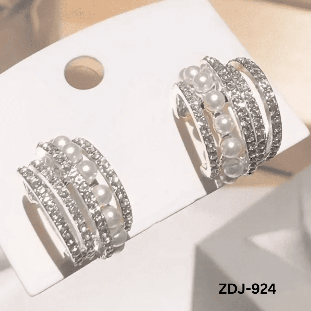 ZDJ-924 - Silver Zircon Beads - Earrings - BSM WHOLESALE