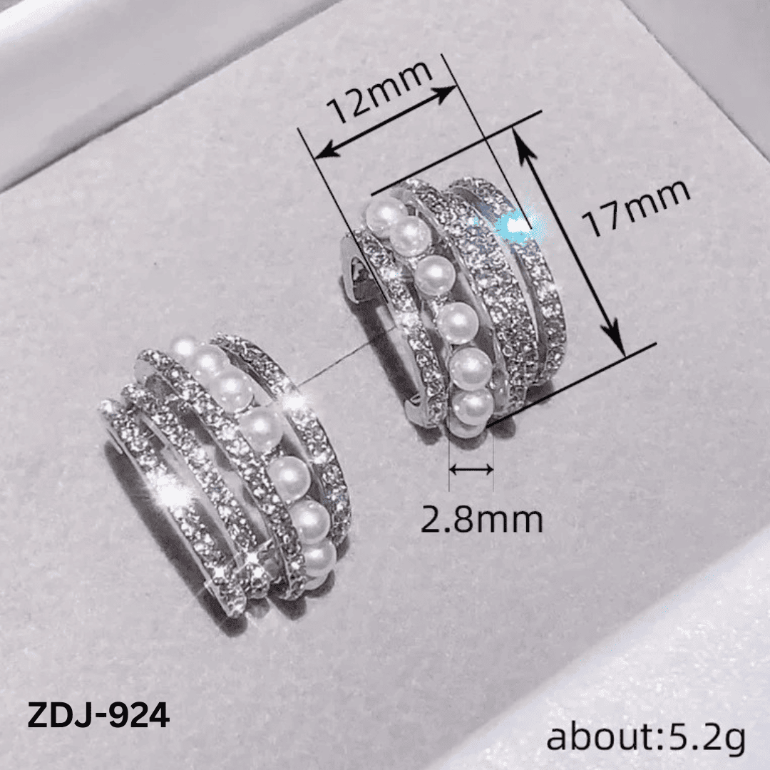 ZDJ-924 - Silver Zircon Beads - Earrings - BSM WHOLESALE
