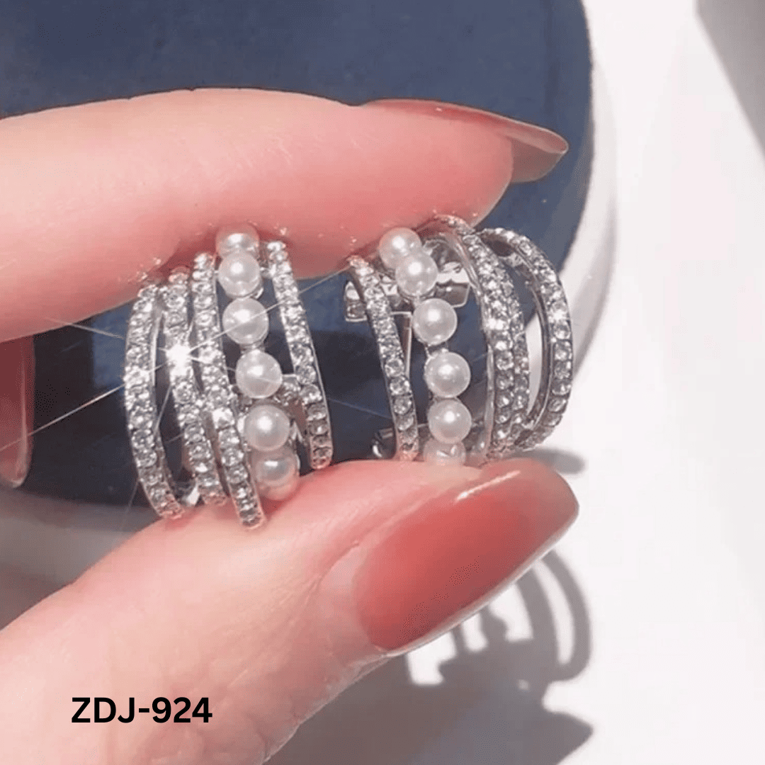 ZDJ-924 - Silver Zircon Beads - Earrings - BSM WHOLESALE