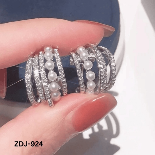 ZDJ-924 - Silver Zircon Beads - Earrings - BSM WHOLESALE