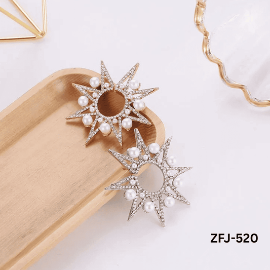ZFJ-520 - Silver Hexa Star - Earrings - BSM WHOLESALE
