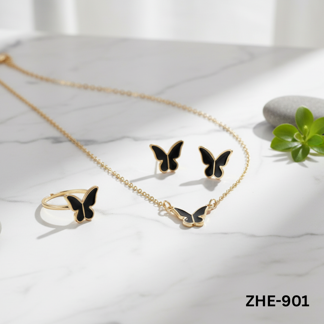 ZHE-901 - Black Butterfly - Jewellery Sets - BSM WHOLESALE