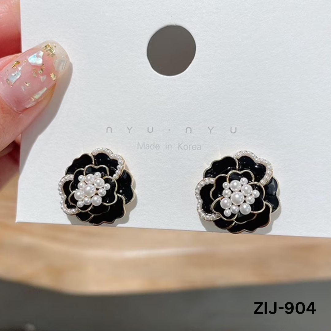 ZIJ-904 - Black Bead Rose - Jewellery Set - BSM WHOLESALE