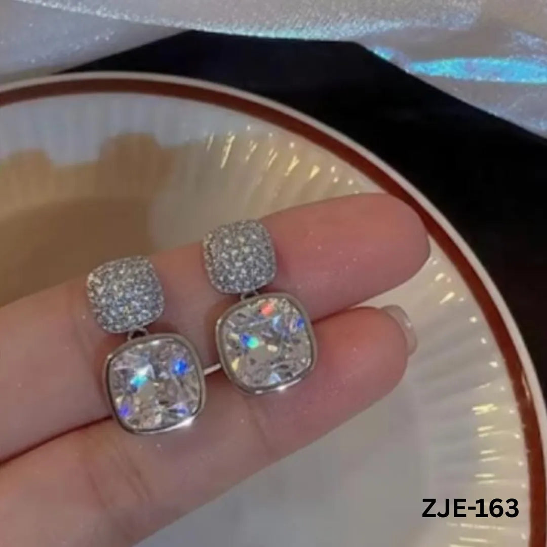 ZJE-163 - Silver Zircon Crystal - Earrings