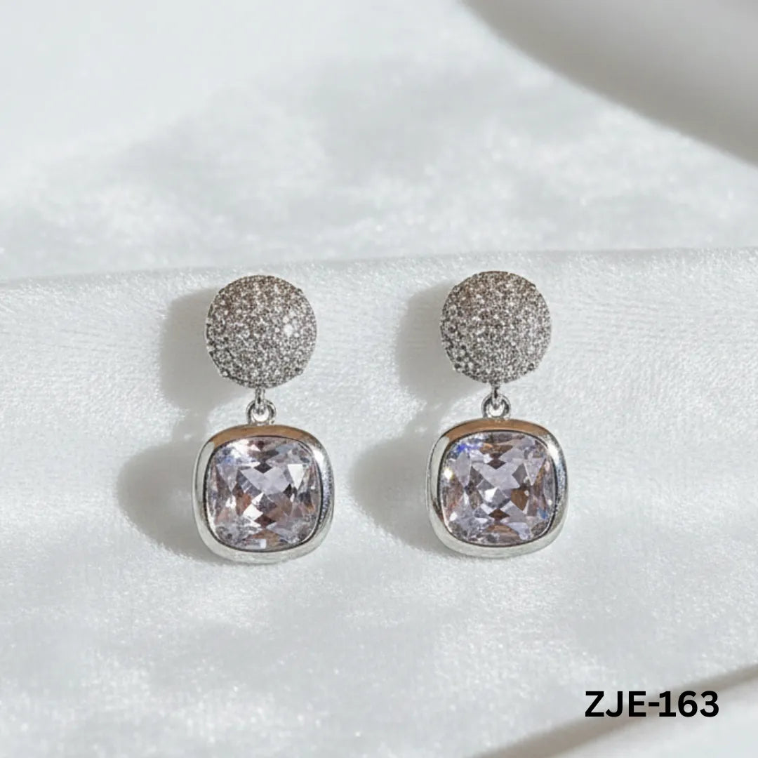 ZJE-163 - Silver Zircon Crystal - Earrings