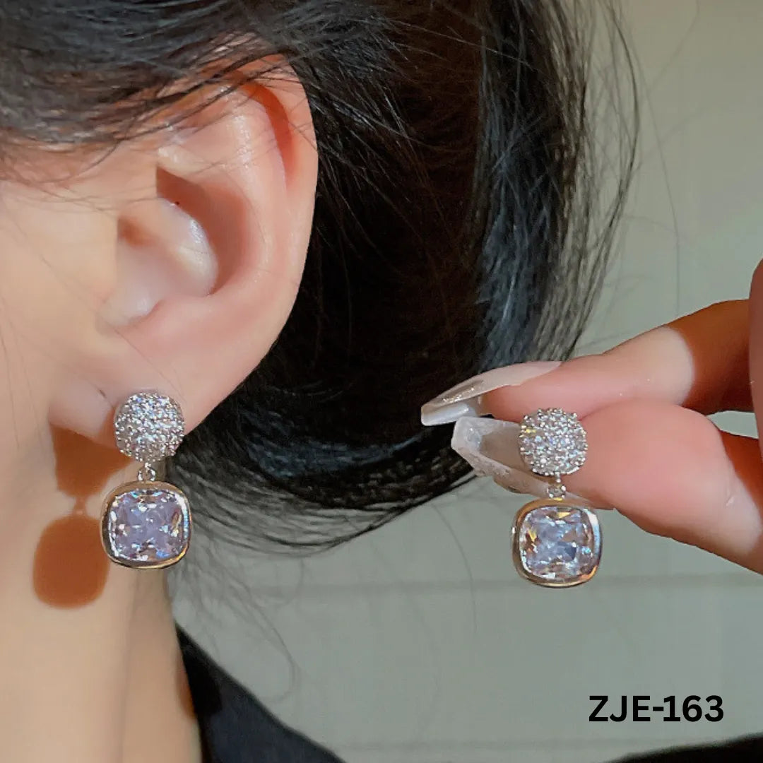 ZJE-163 - Silver Zircon Crystal - Earrings