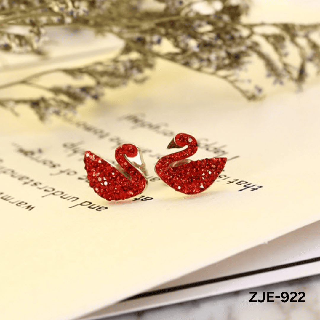 ZJE-922 - Red Swan - Earrings - BSM WHOLESALE