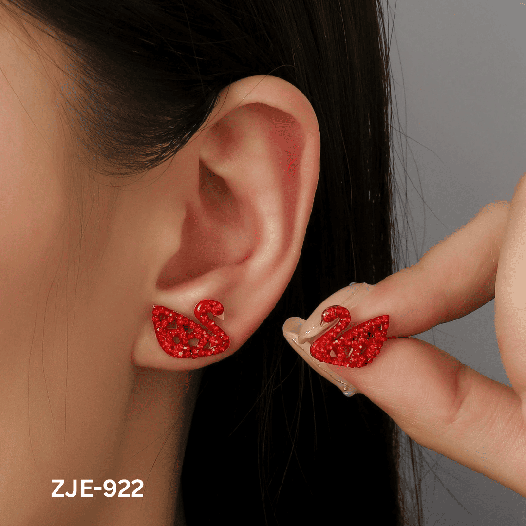 ZJE-922 - Red Swan - Earrings - BSM WHOLESALE