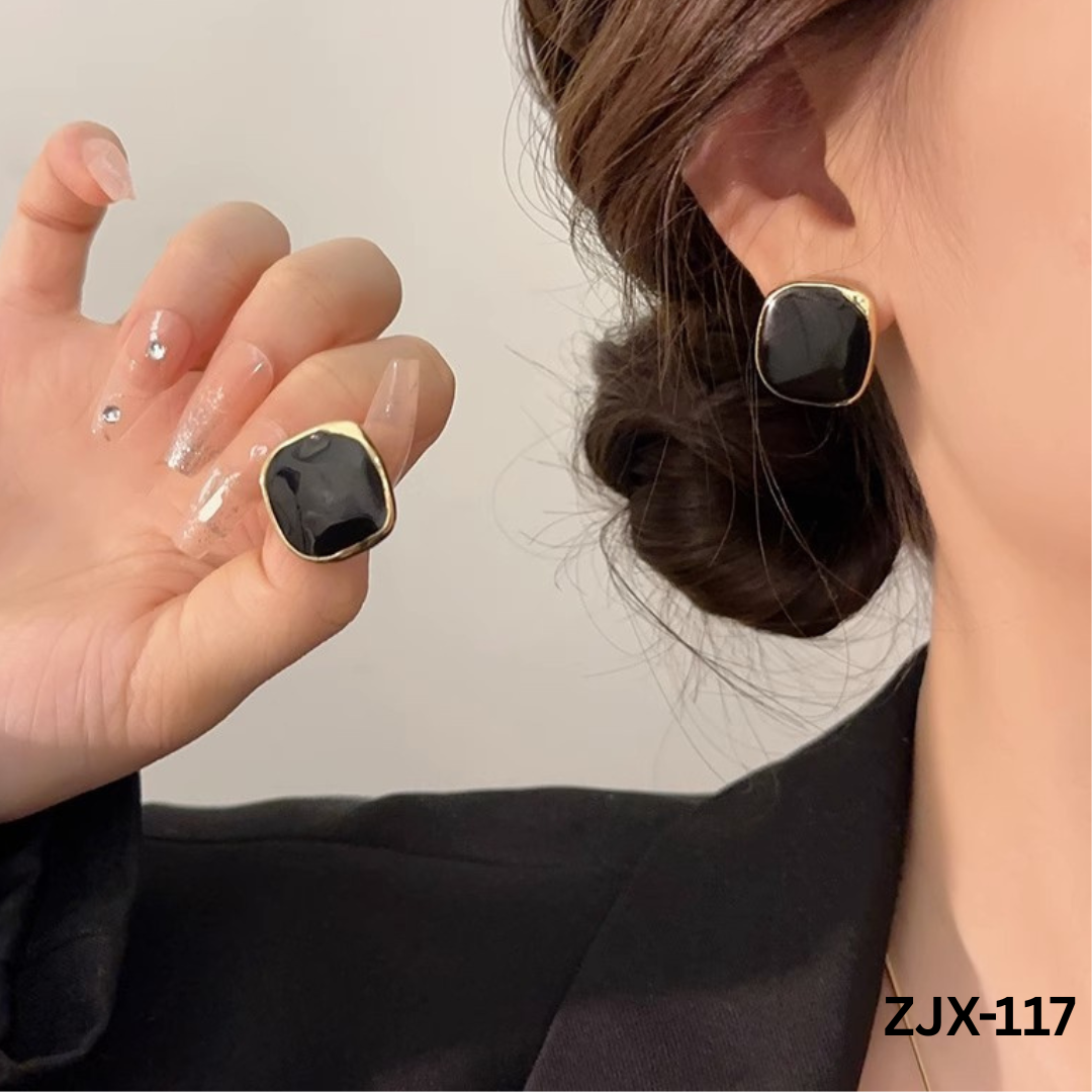 ZJX-117 Golden Square Shape Korean Beautiful Earrings By BSM - BSM WHOLESALE