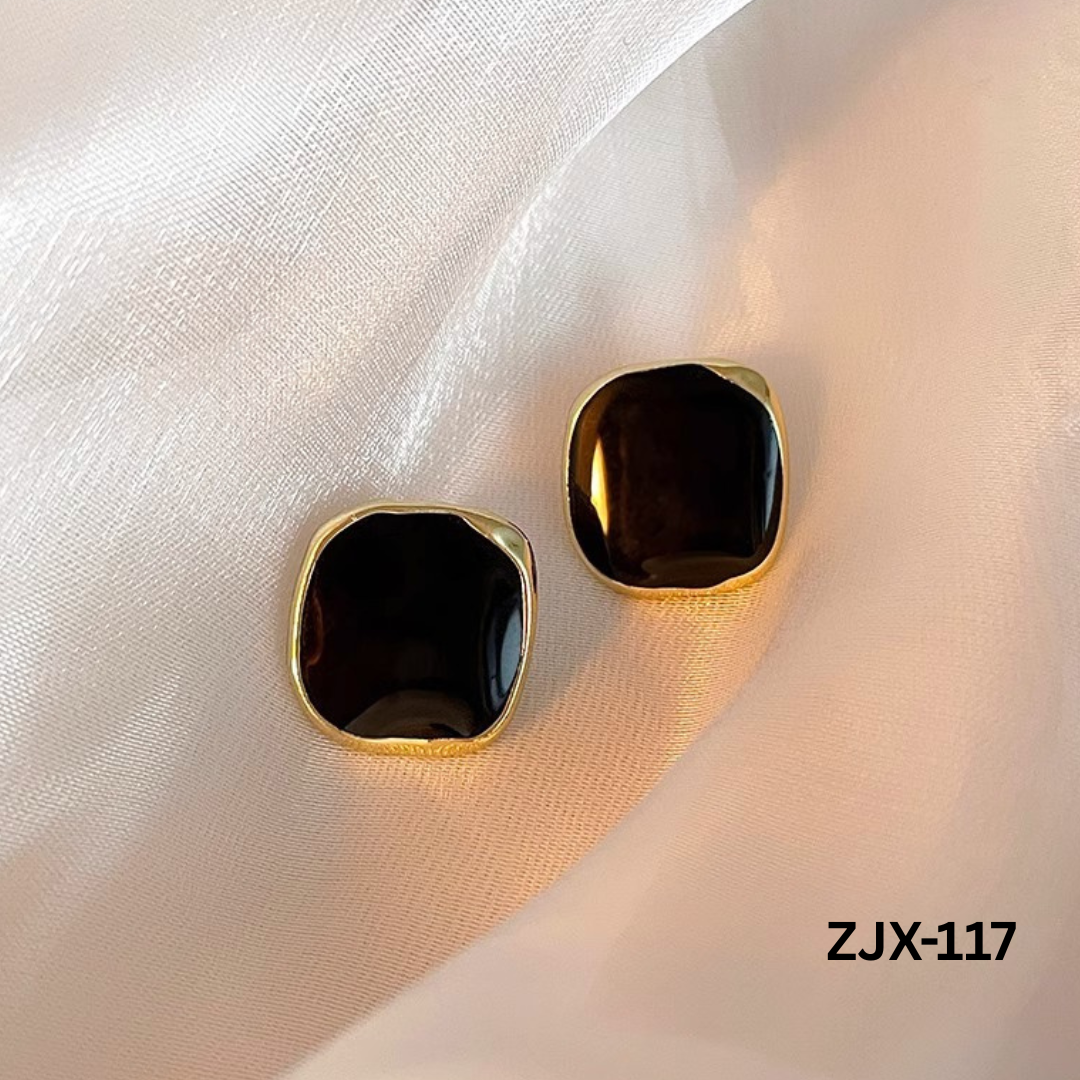 ZJX-117 Golden Square Shape Korean Beautiful Earrings By BSM - BSM WHOLESALE