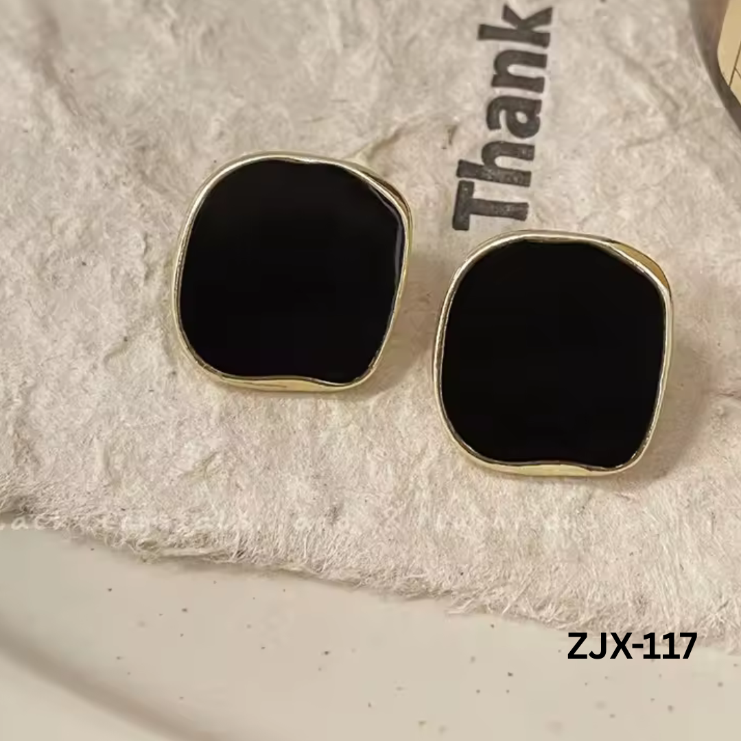 ZJX-117 Golden Square Shape Korean Beautiful Earrings By BSM - BSM WHOLESALE