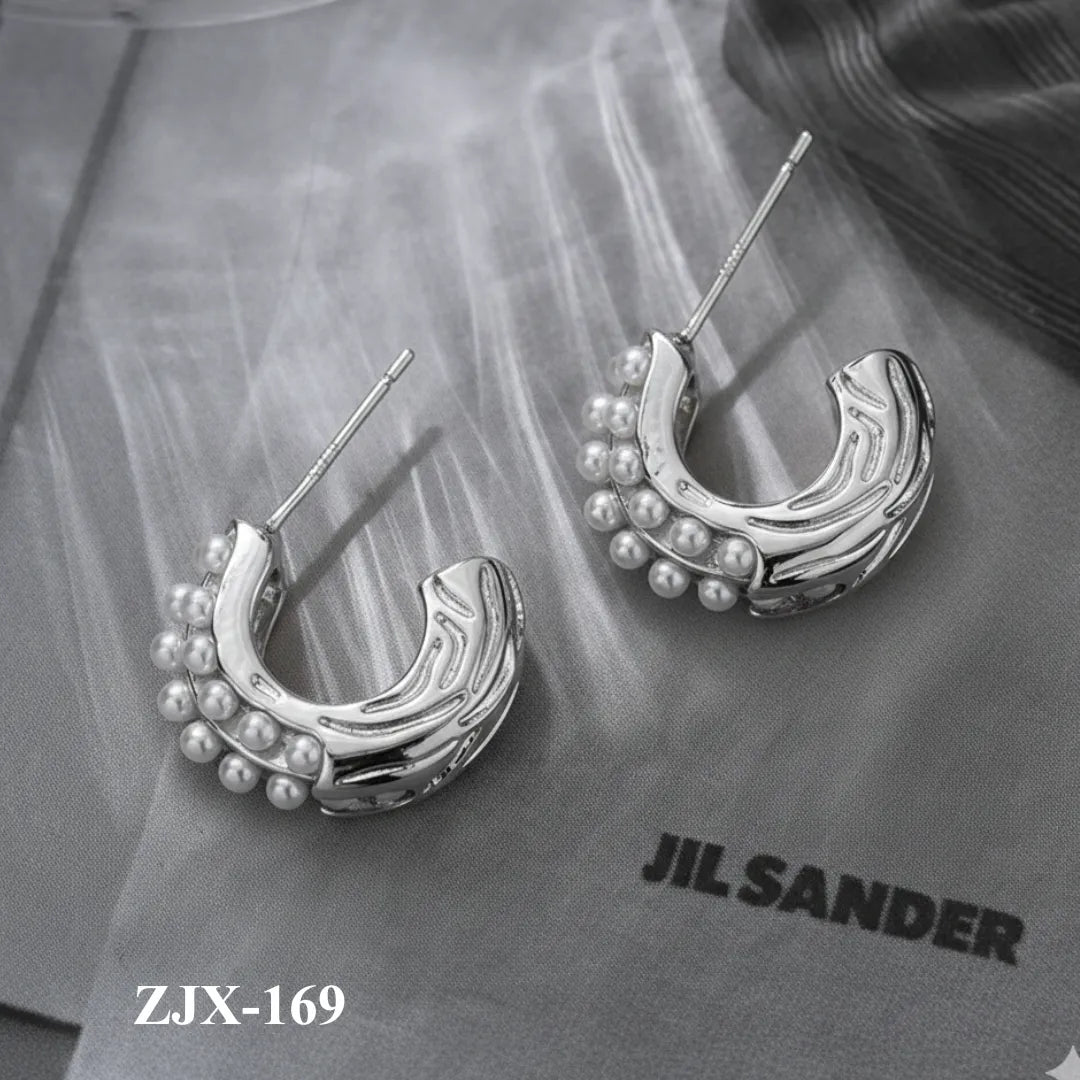 ZJX-169 - Silver Pearl Bali - Earrings