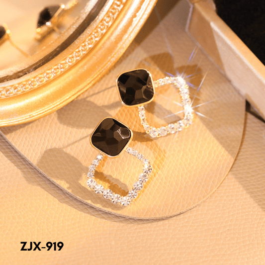 ZJX-919 - Black Shiny - Earrings - BSM WHOLESALE
