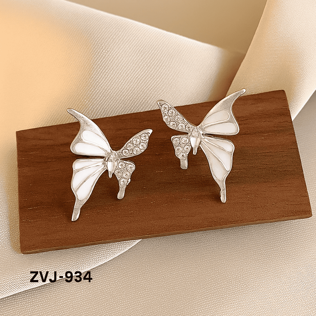 ZVJ-934 - Silver Butterfly - Earrings - BSM WHOLESALE