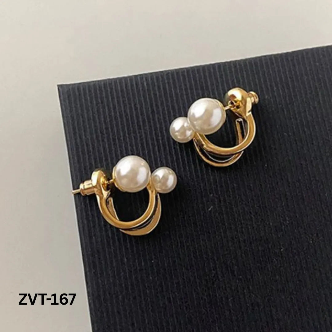 ZVT-167 - Golden Pearl Circle - Earrings