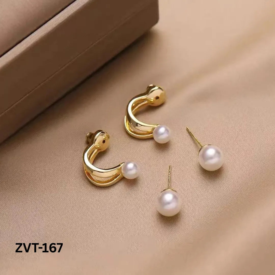ZVT-167 - Golden Pearl Circle - Earrings