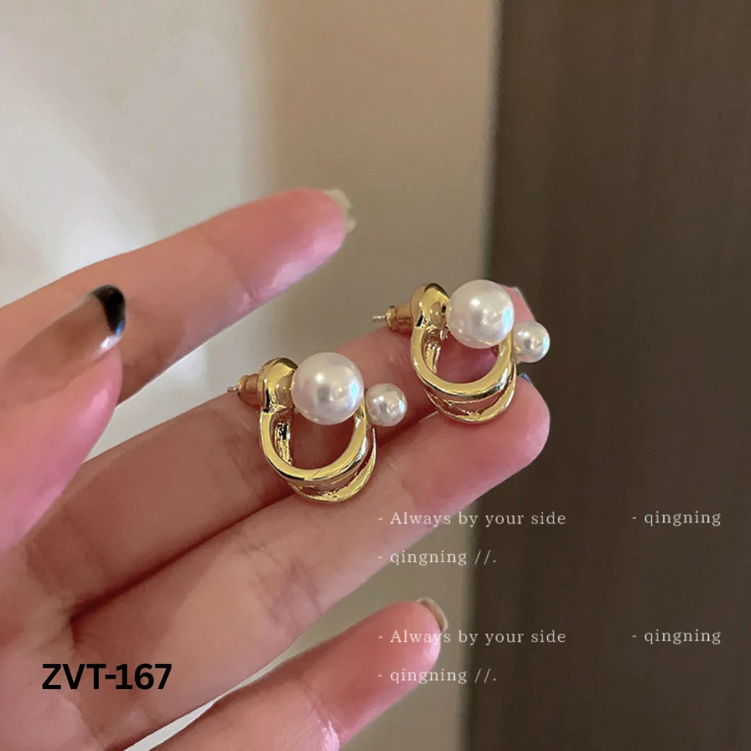 ZVT-167 - Golden Pearl Circle - Earrings